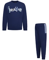 Jordan Little Boys Jumpman Team Blocked Crewneck Top & Jogger Pants, 2 Piece Set