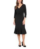 London Times Women's Twist-Front Midi Dress