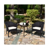 Slickblue Outdoor Dining Rattan Chairs Patio Garden Furniture with Seat Cushions