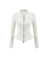 Nocturne Women's Front Zippered Blouse