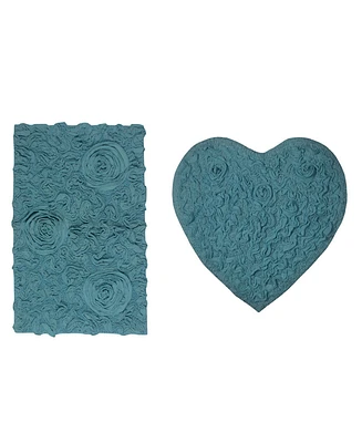 Home Weavers Bell Flower Heart 2-Pc. Bath Rug Set