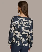 Donna Karan New York Women's Printed Long Sleeve Blouse