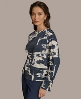 Donna Karan New York Women's Printed Long Sleeve Blouse