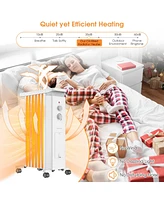 Skonyon 1500W Portable Oil Filled Radiator Heater with 3 Heat Settings-White