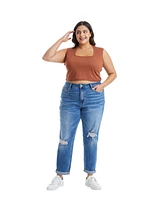 Bayeas Plus High Rise Relaxed Boyfriend Jeans