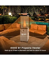 Sugift 41 000 Btu Propane Patio Heater with Metal Hood-Gray