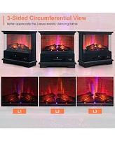 Sugift 27 Inch Freestanding Electric Fireplace with 3-Level Vivid Flame Thermostat-Black