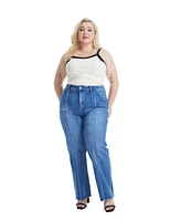 Bayeas Plus Jess High Rise Relaxed Straight Jeans