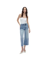 Bayeas Women's High Rise Wide Leg Jeans With Raw Hem