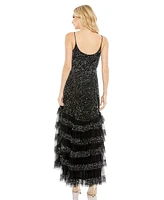 Mac Duggal Women's Embellished Scoop Neck Tiered Gown