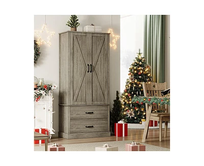 gaomon Kitchen Pantry Cabinet with Doors and Shelves, Freestanding Tall Kitchen Cabinet with Microwave Stand, Hutch Cabinet for Kitchen, Living Room