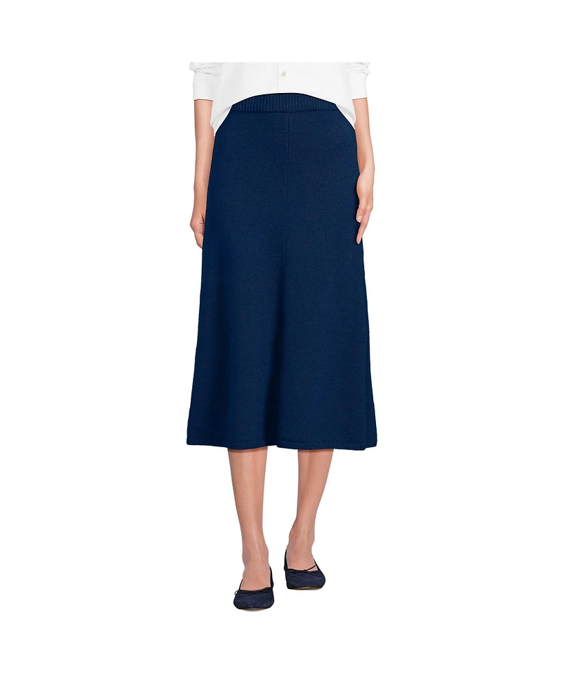 Lands' End Women's Cozy Lofty Fluted Midi Sweater Skirt