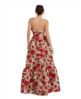 Mac Duggal Women's Brocade Strapless Floral Gown With Ruffle Hem