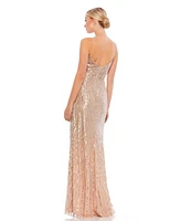 Mac Duggal Women's Sequin Spaghetti Strap Gown