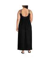 Lands' End Plus Cotton Gauze Scoop Neck Swim Cover-up Maxi Dress