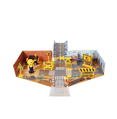 Slickblue Construction Site Playset for Kids – Vehicle Toys for Toddlers Imaginative Play