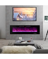 Sugift 60 Inch Ultra-Thin Electric Fireplace with Decorative Crystals