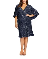 Mac Duggal Plus Embellished Cape Sleeve Cocktail Dress (Plus)