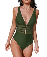 Cupshe Women's Plunging Tummy Control Cutout One-Piece