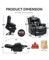 Boyel Living Electric Medium Genuine Leather Power Lift Recliner Chair with 8-Point Vibration Massage and Lumbar Heating