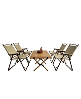 Slickblue Multi-Function Foldable Dining Set Portable Table with 4 Folding Chairs for Indoor & Outdoor