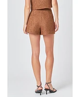 endless rose Women's Tweed Pleated Shorts