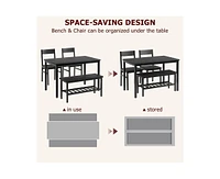 gaomon Dining Table Set for 4, Modern Kitchen with Bench and Chairs, 4 Piece Room Storage Rack Small Spaces