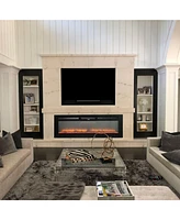 Boyel Living Wall Mounted Recessed Electric Fireplace with Logs and Crystals