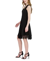 Donna Rico Women's Sleeveless Lace-Hem Knit Dress