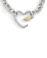 Coach Two-Tone Signature Carabiner Heart Statement Bracelet