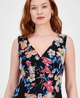 Connected Women's Floral Chiffon Asymmetric Midi Dress