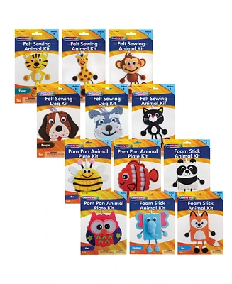 Creativity Street Animal Craft Kits, Felt, Foam, Pom Pon, 12 Animals