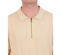 Karl Lagerfeld Paris Men's Cable Knit Zip Sweater Polo