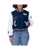 Wear by Erin Andrews Women's Navy/White Dallas Cowboys Varsity Full-Zip Jacket