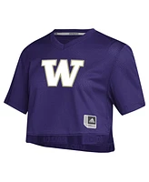 Adidas Women's Purple Washington Huskies Primegreen V-Neck Cropped Jersey