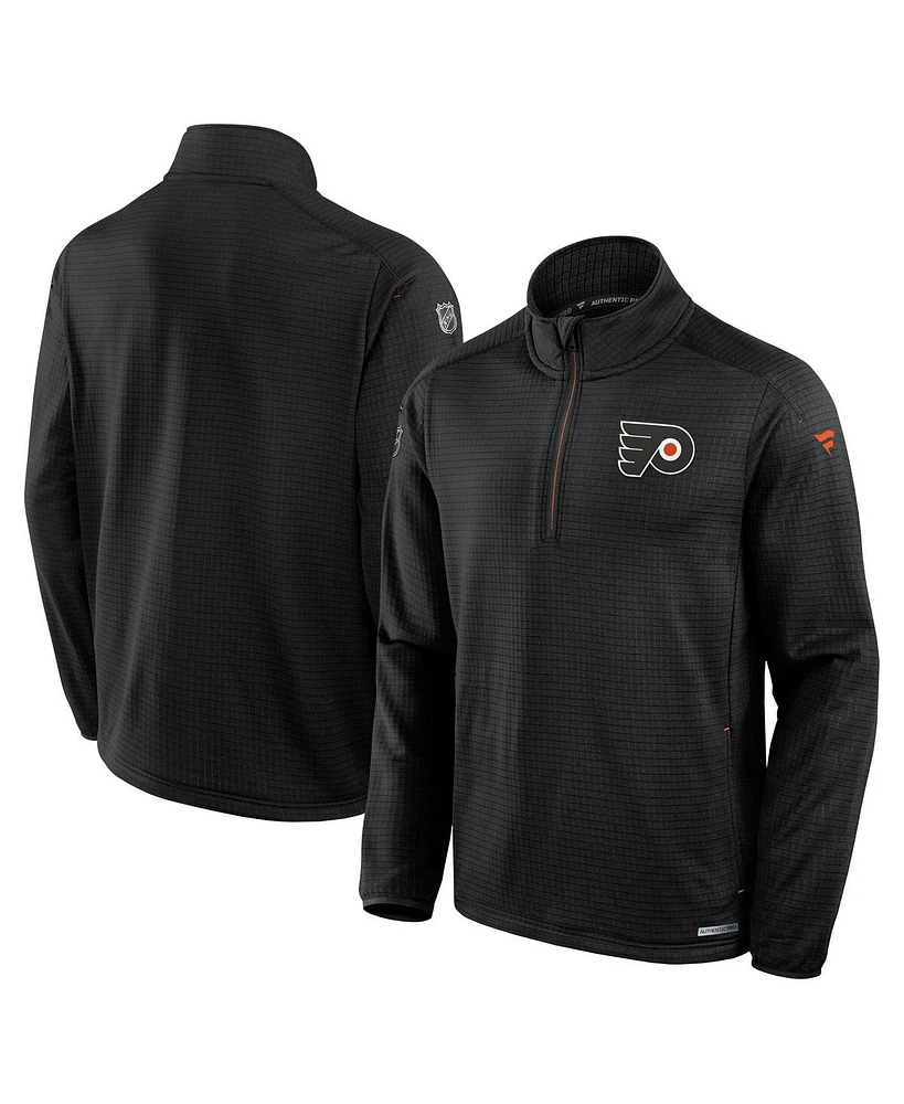 Fanatics Men's Black Philadelphia Flyers Authentic Pro Rink Quarter-Zip Jacket