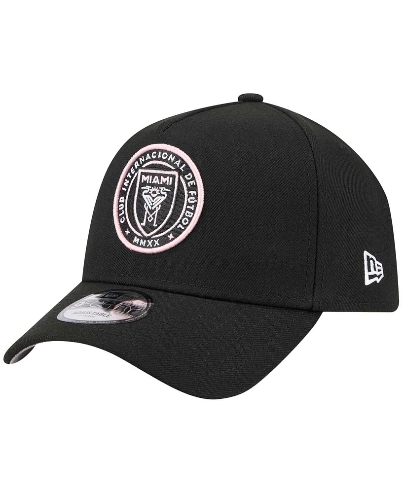 New Era Men's Black Inter Miami Cf A-Frame 9FORTY Adjustable Hat