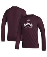 Adidas Men's Maroon Mississippi State Bulldogs Primary Locker Logo Pre-game Long Sleeve T-shirt