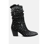 London Rag Savant Diamante & Rhinestones Denim Boots