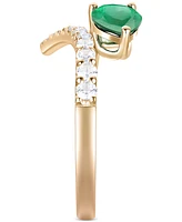 Emerald (5/8 ct. t.w.) & Diamond Bypass Ring (1/3 14k Yellow Gold (Also Available Ruby Sapphire)