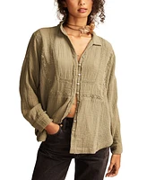 Lucky Brand Women's Lace-Trim Gauze Shirt