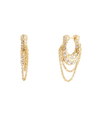 Coach Faux Stone Signature Pave C Chain Hoop Earrings