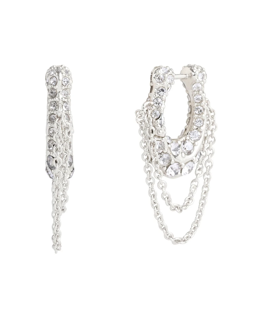 Coach Faux Stone Signature Pave C Chain Hoop Earrings