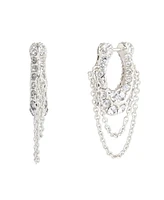 Coach Faux Stone Signature Pave C Chain Hoop Earrings