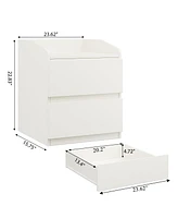 gaomon Nightstand with 2 Drawer Modern Side Table with Storage Wide End Table