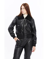 Furniq Uk Women's Leather Bomber Jacket