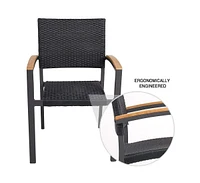 Slickblue 4-Pack Outdoor Patio Dining Chairs All-Weather Pe Wicker and Sturdy Aluminum Alloy Frame