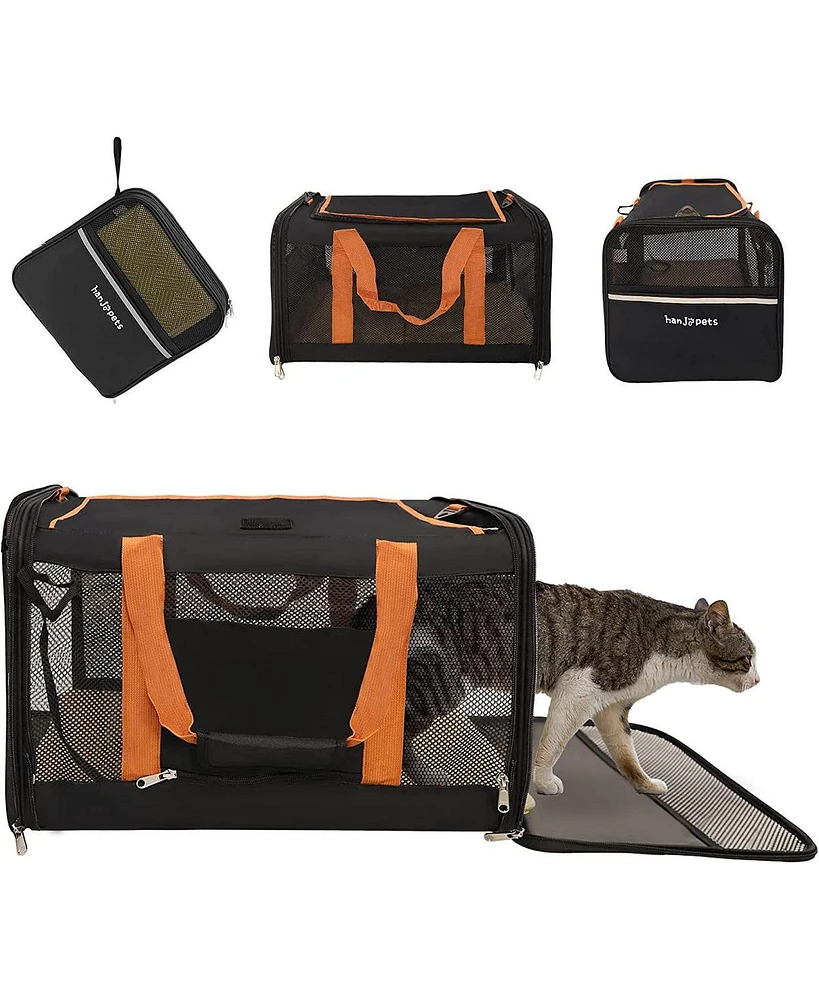 Slickblue Black Foldable Pet Carrier by Cupets – Airline Approved with Secure Safety Strap