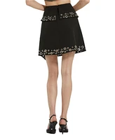 Mac Duggal Women's Crepe Grommet Mini Skirt