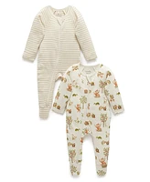 Purebaby Baby 2 Pack Zip Coverall